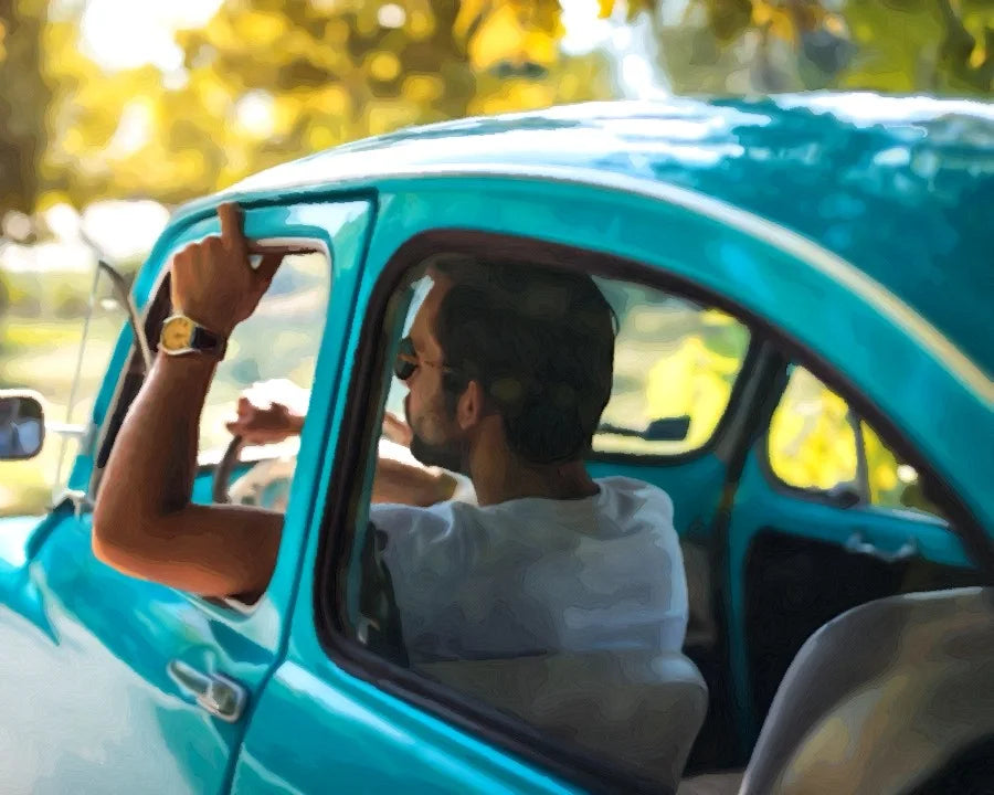 Peinture par numéro personnalisée KIMUO d’une voiture turquoise